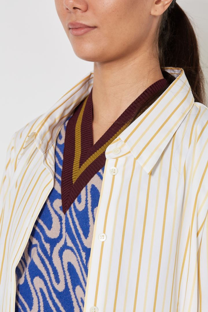 Celina Tape Shirt - White/Yellow