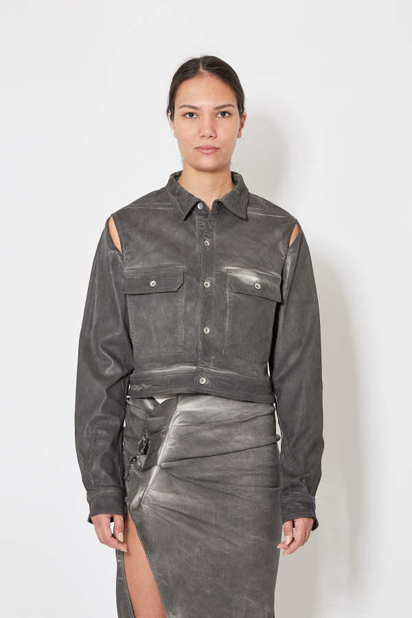 Cape Sleeve Cropped Outershirt - Grey