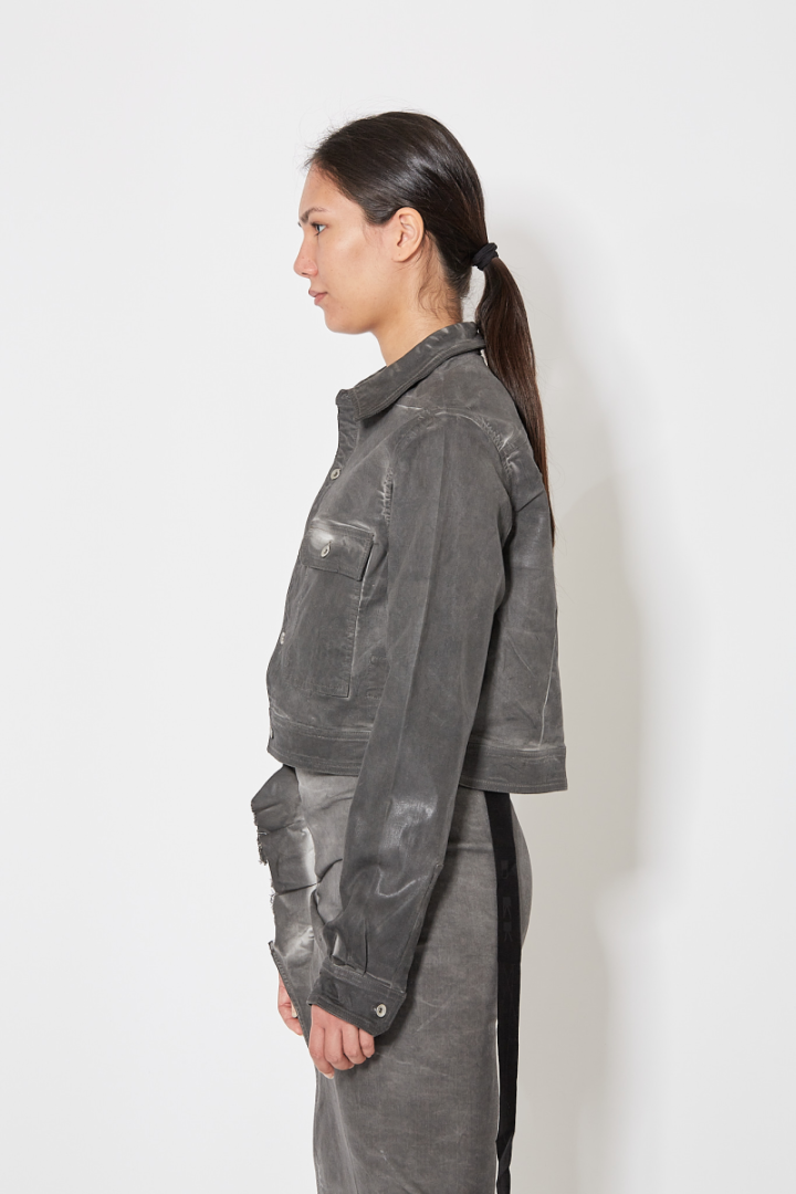 Cape Sleeve Cropped Outershirt - Grey