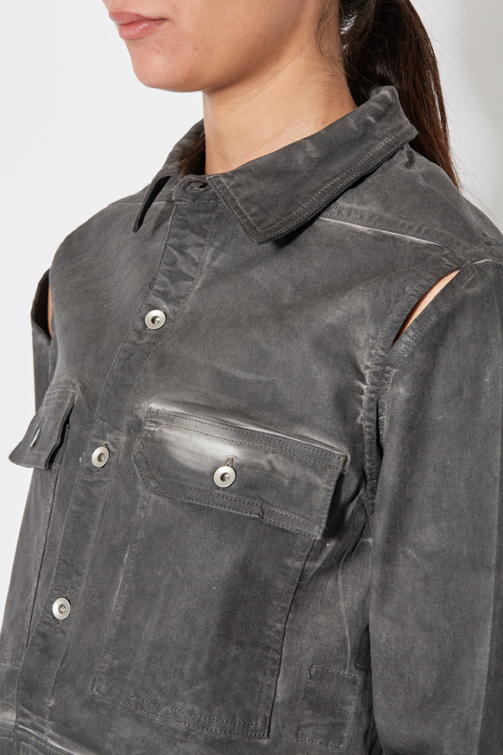 Cape Sleeve Cropped Outershirt - Grey