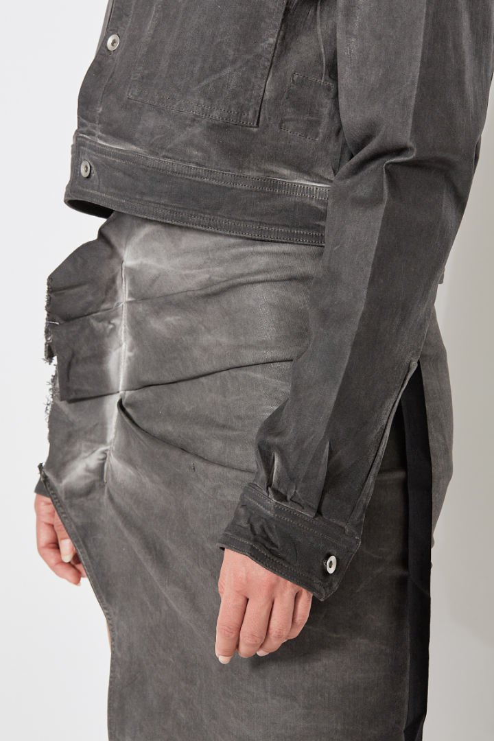Cape Sleeve Cropped Outershirt - Grey