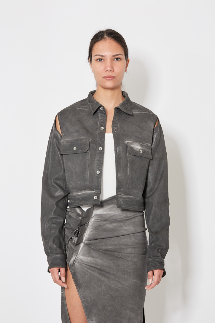 Cape Sleeve Cropped Outershirt - Grey