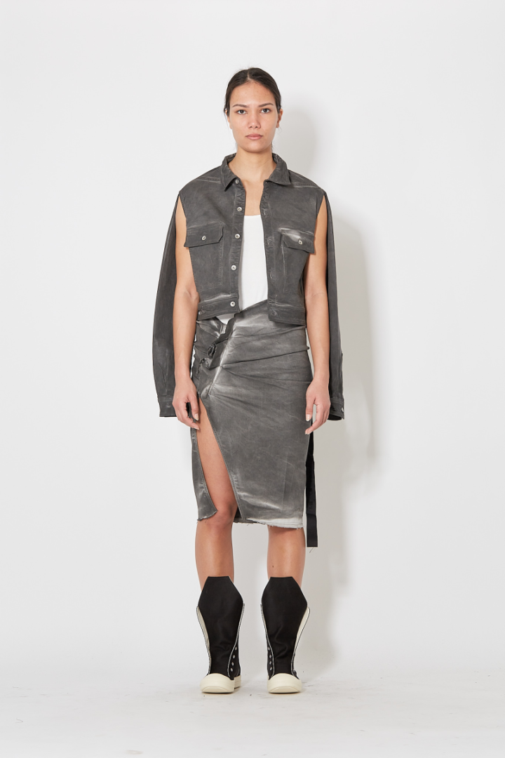 Cape Sleeve Cropped Outershirt - Grey