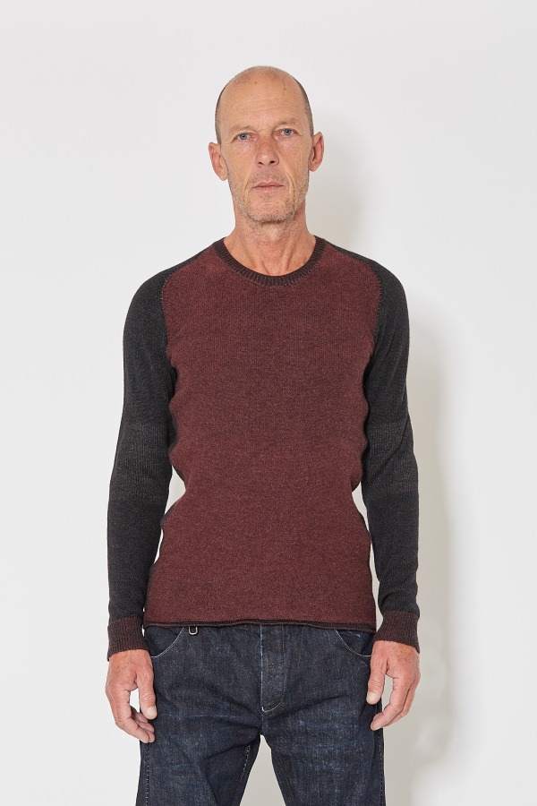 Roundneck Sweater 7 - Bordeaux/Grey