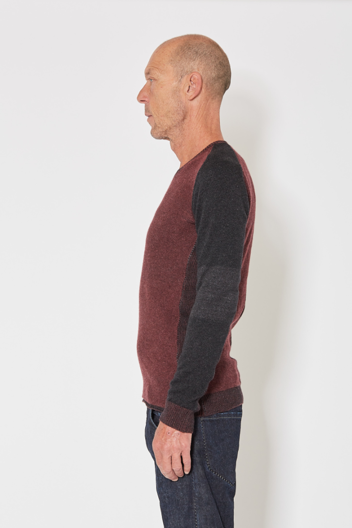 Roundneck Sweater 7 - Bordeaux/Grey