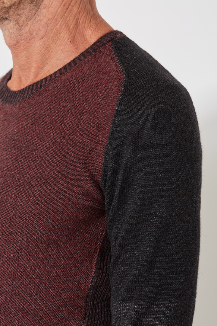 Roundneck Sweater 7 - Bordeaux/Grey