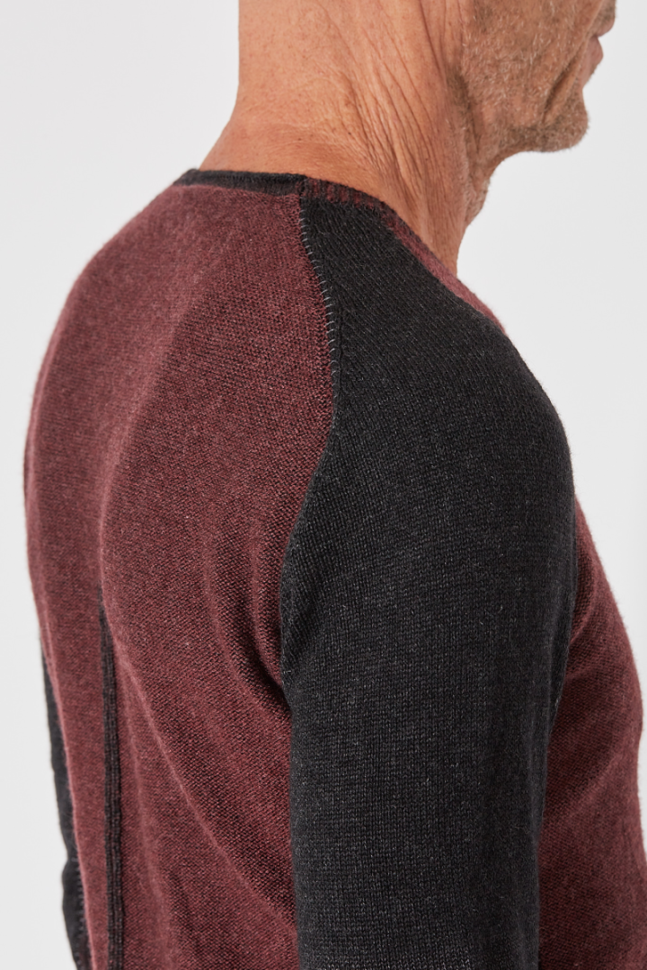 Roundneck Sweater 7 - Bordeaux/Grey