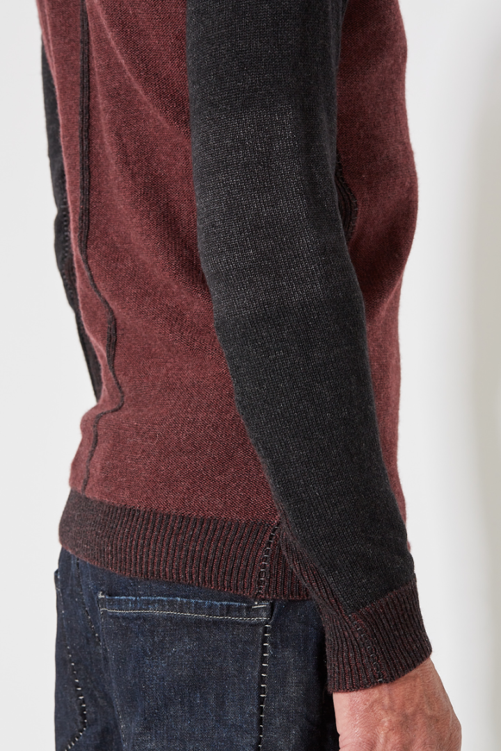 Roundneck Sweater 7 - Bordeaux/Grey