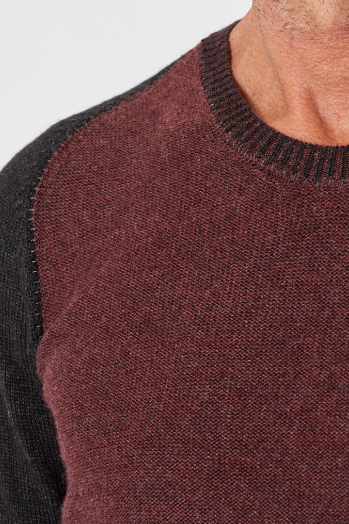 Roundneck Sweater 7 - Bordeaux/Grey