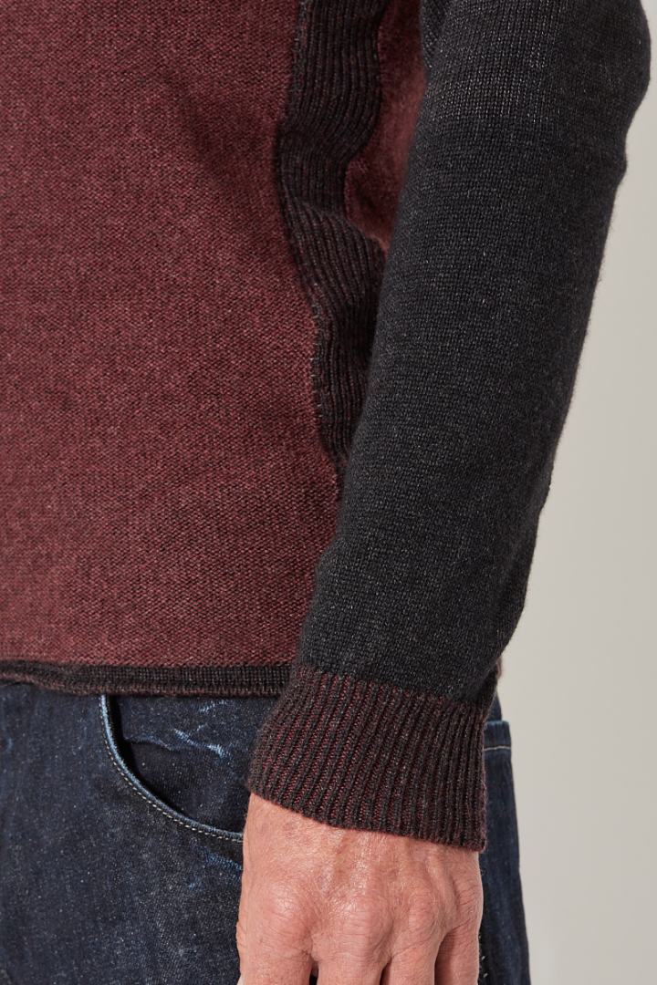 Roundneck Sweater 7 - Bordeaux/Grey