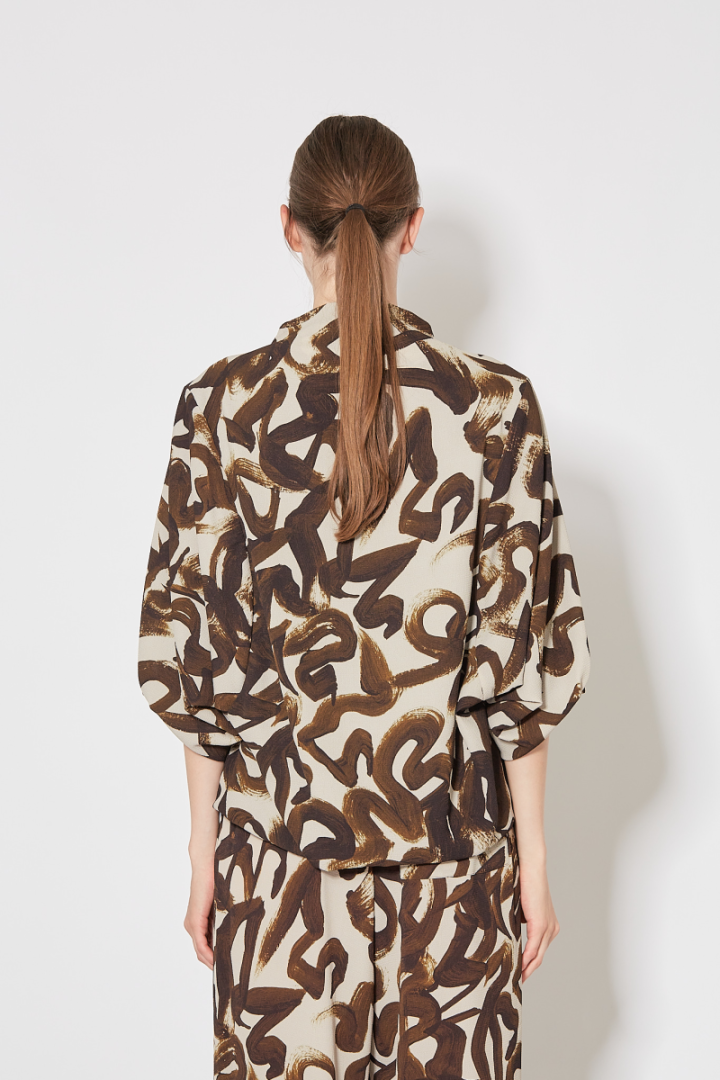 Clari Top - Brown/Off White