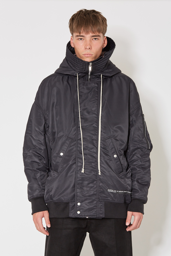 Hooded Long Bomber - Black/Light Purple