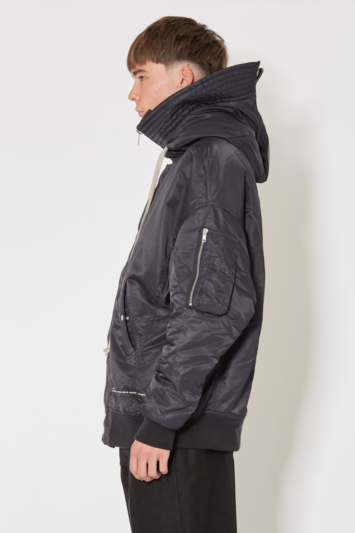 Hooded Long Bomber - Black/Light Purple