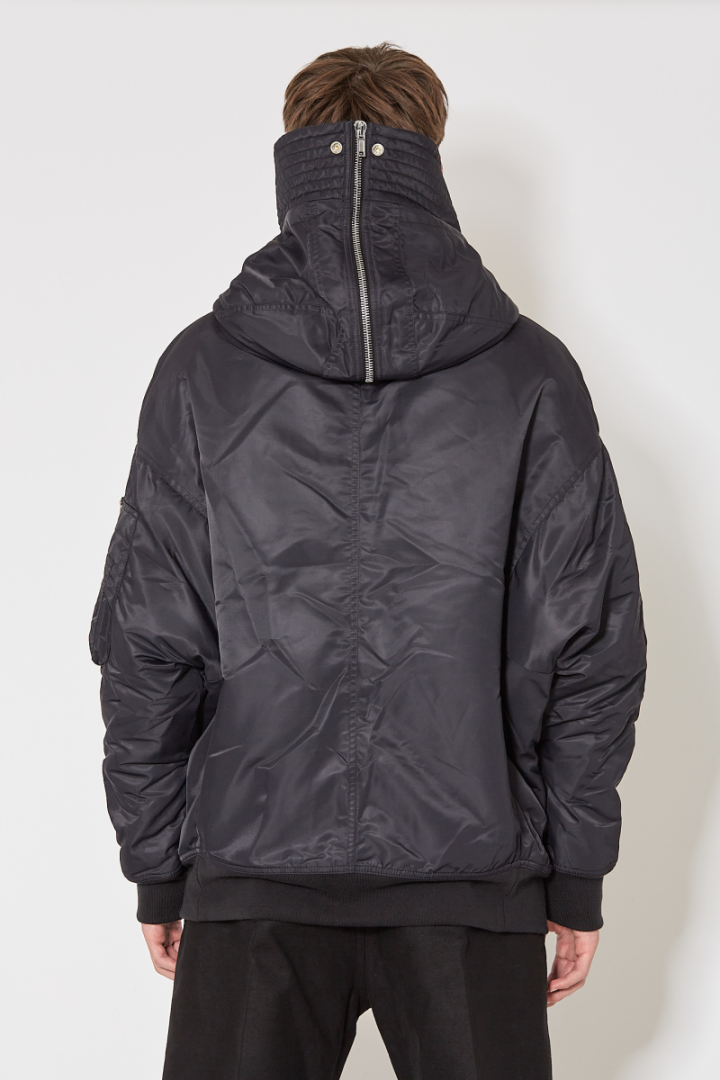 Hooded Long Bomber - Black/Light Purple