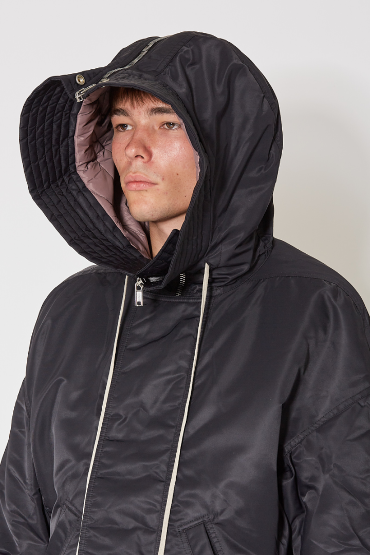 Hooded Long Bomber - Black/Light Purple