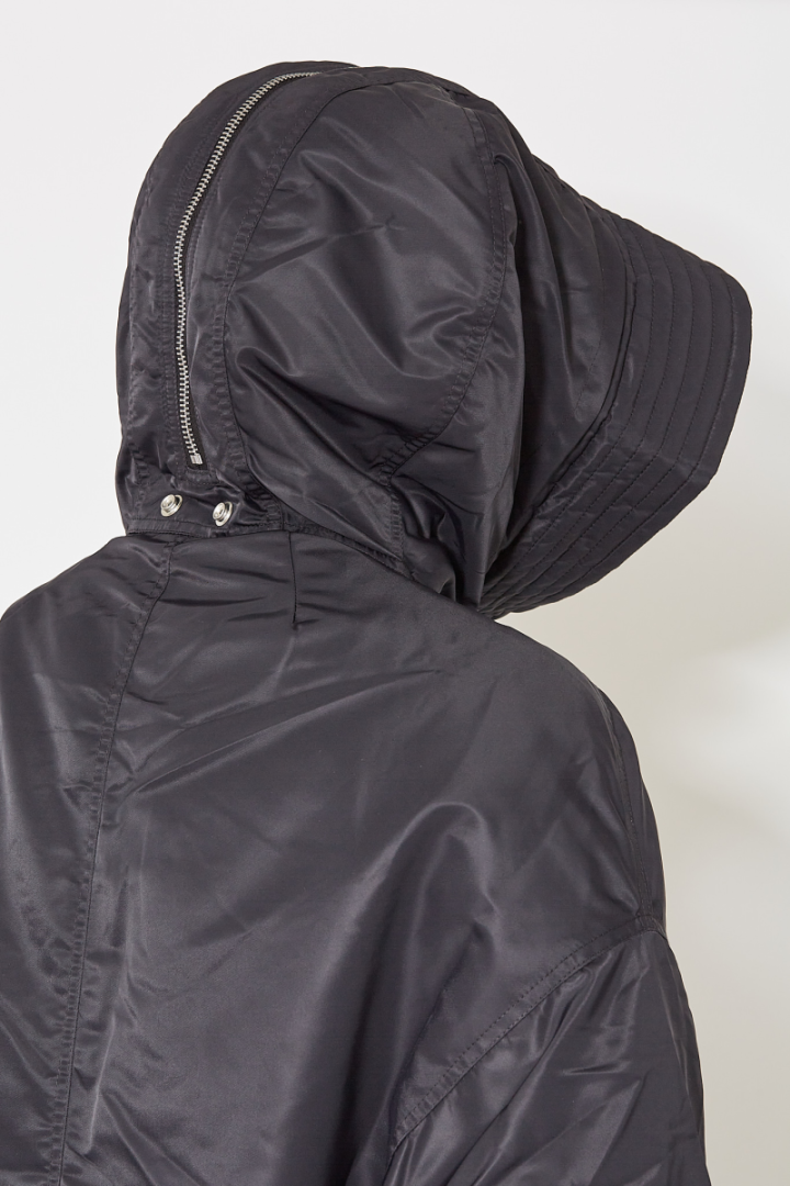 Hooded Long Bomber - Black/Light Purple