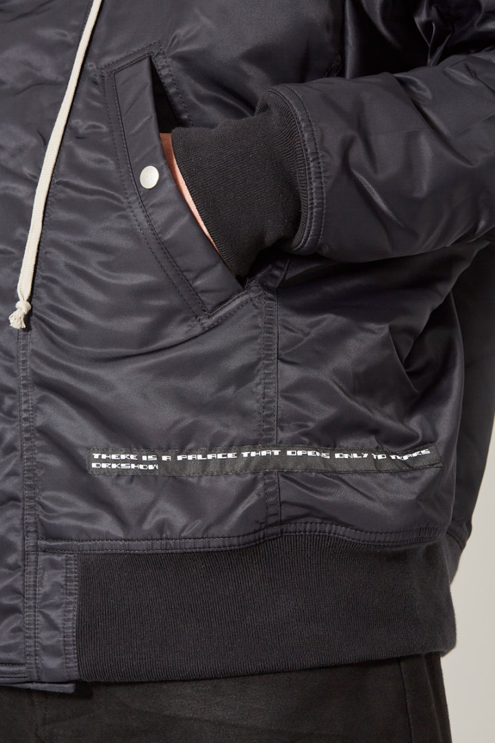 Hooded Long Bomber - Black/Light Purple