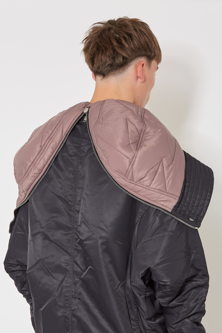 Hooded Long Bomber - Black/Light Purple