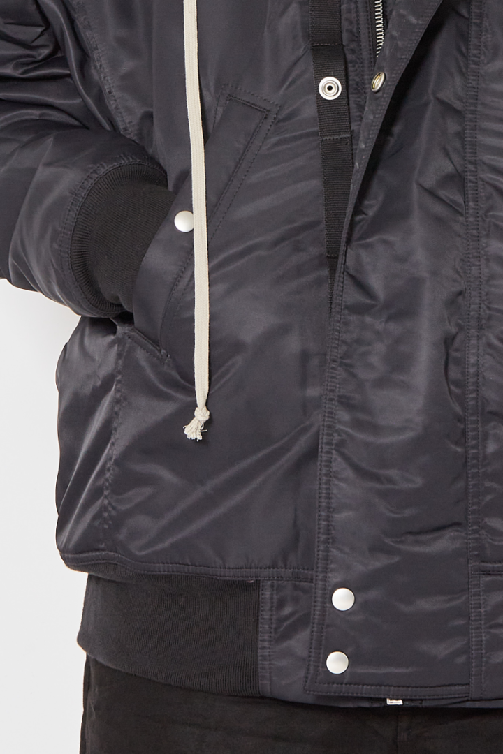 Hooded Long Bomber - Black/Light Purple