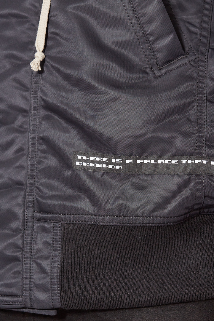 Hooded Long Bomber - Black/Light Purple