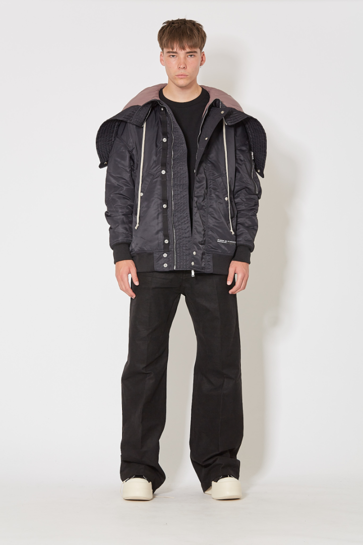 Hooded Long Bomber - Black/Light Purple