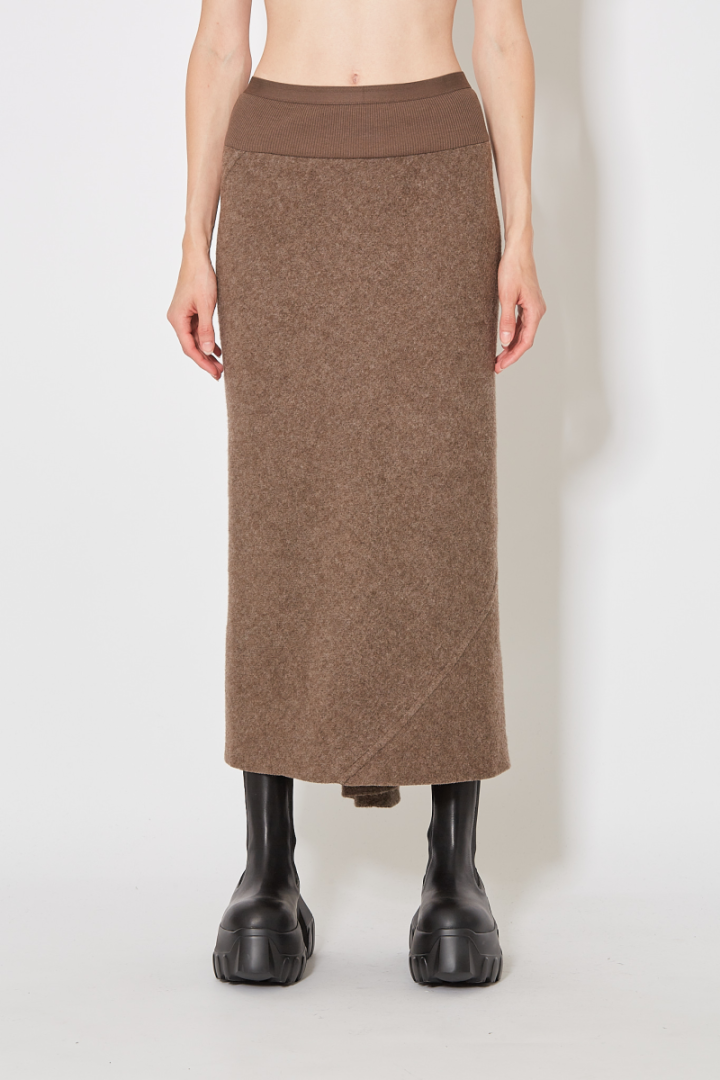 Calf Bias Skirt - Brown