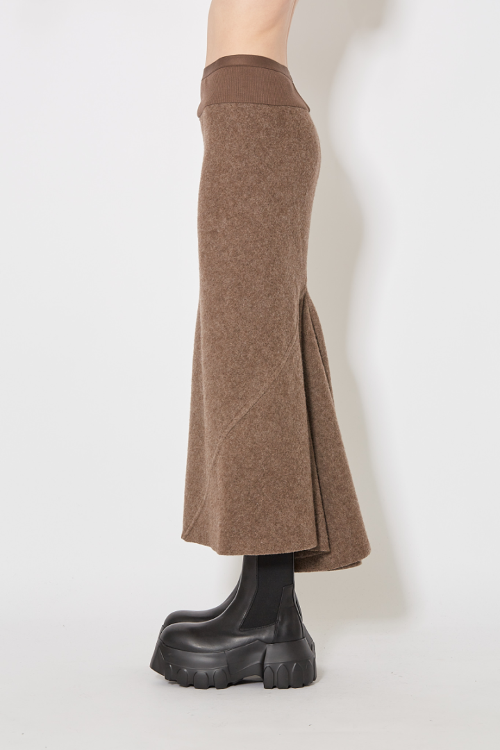 Calf Bias Skirt - Brown