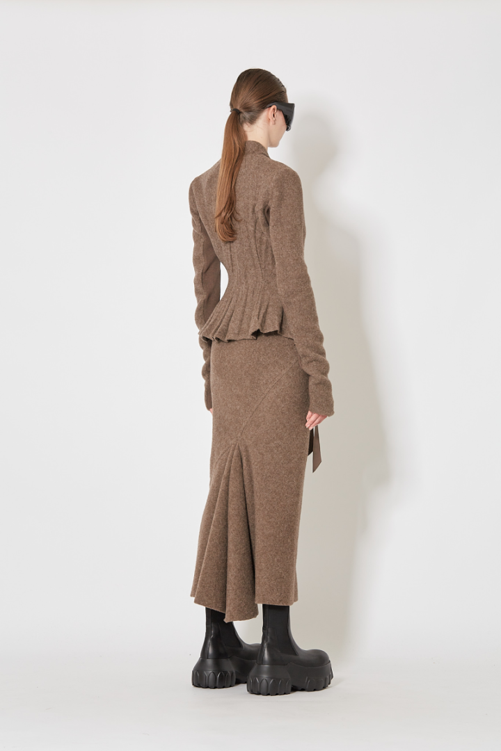 Calf Bias Skirt - Brown