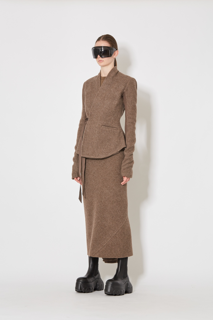 Calf Bias Skirt - Brown