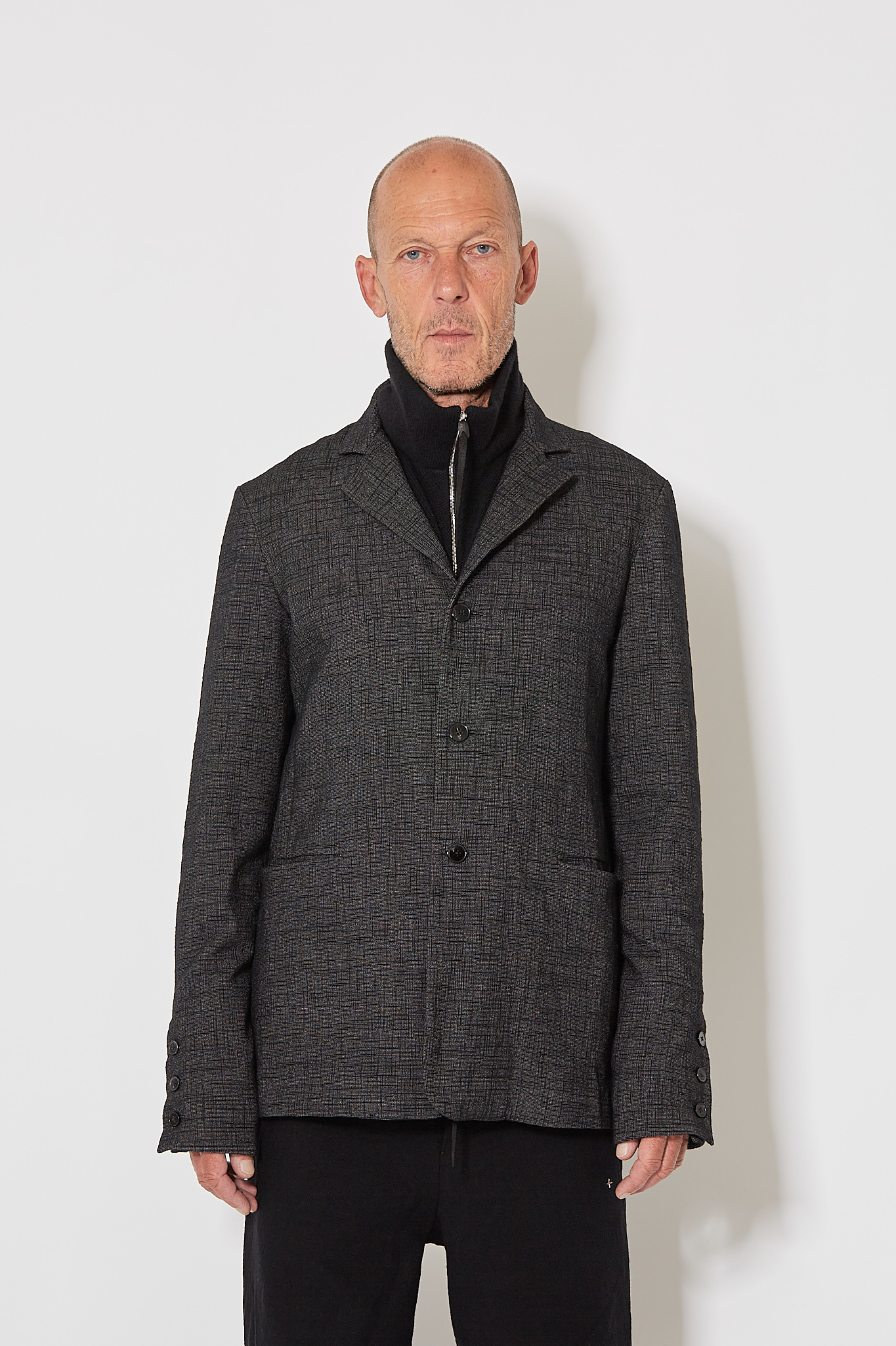 3 Button Back Slit Jacket - Black/Grey