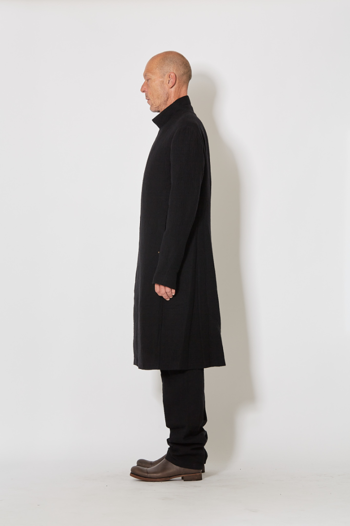 Vertical Pocket Fittet Coat w/Zip - Black