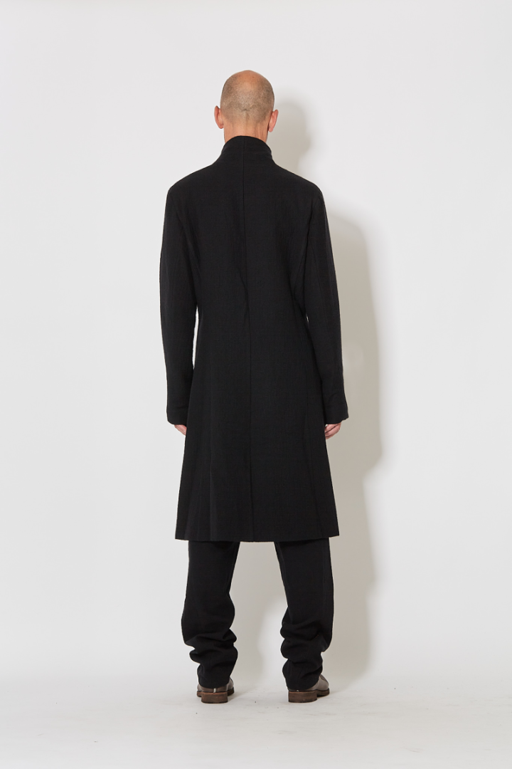 Vertical Pocket Fittet Coat w/Zip - Black