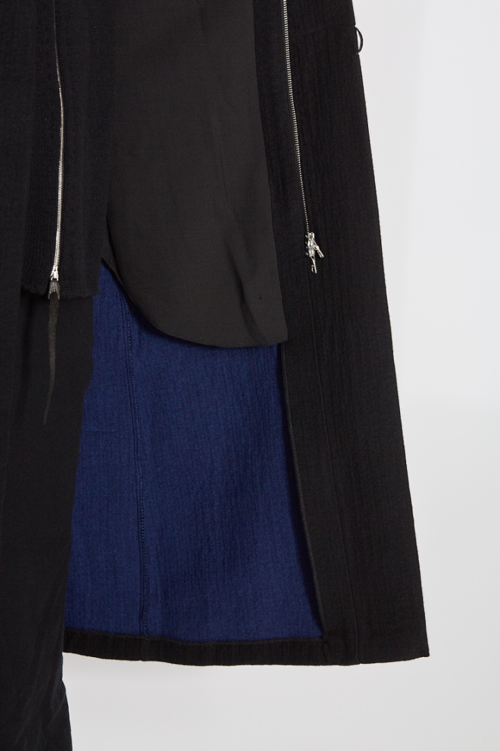 Vertical Pocket Fittet Coat w/Zip - Black