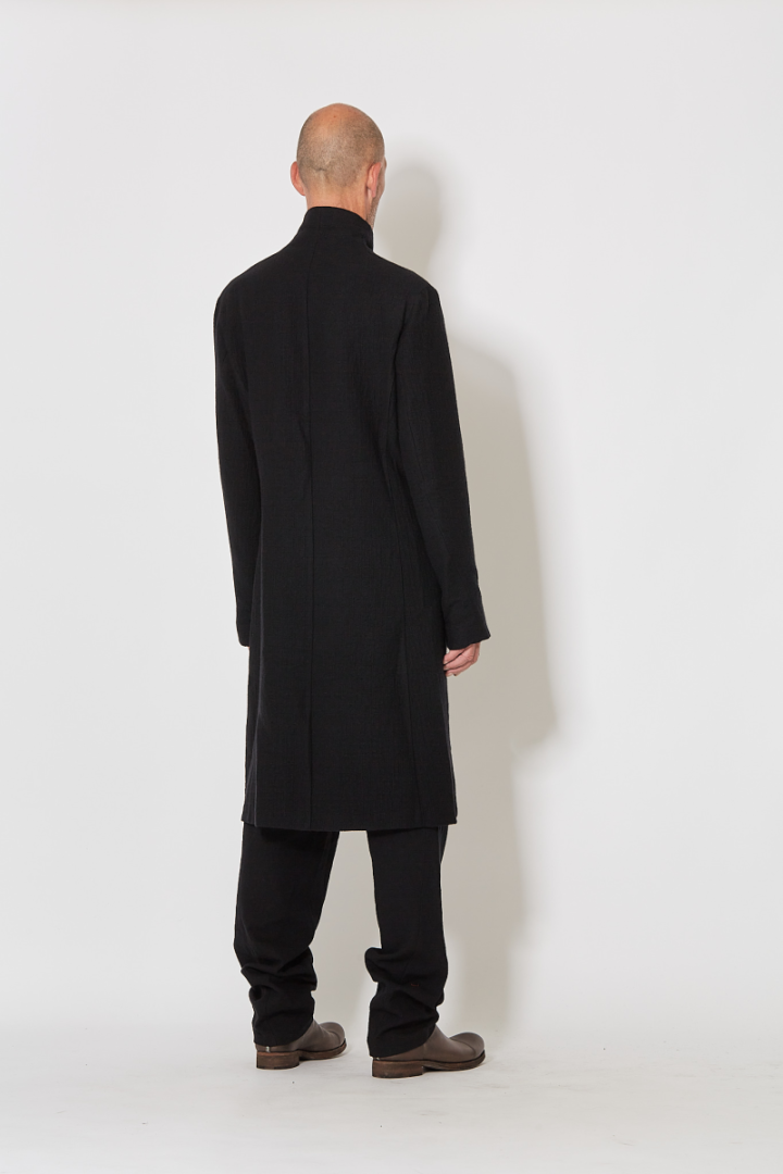 Vertical Pocket Fittet Coat w/Zip - Black