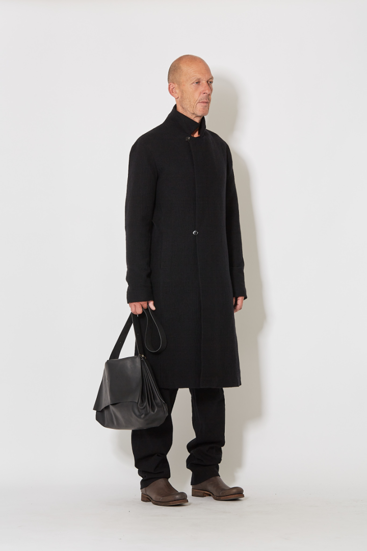 Vertical Pocket Fittet Coat w/Zip - Black