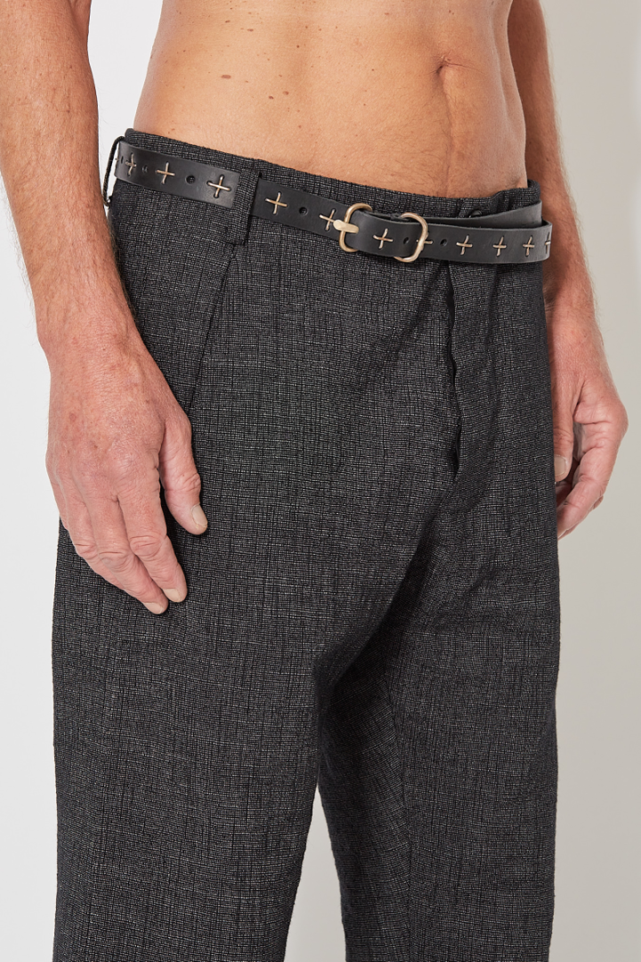 “+” Studded Double Oval Buckle Med - Black