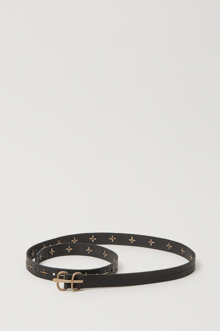 “+” Studded Double Oval Buckle Med - Black