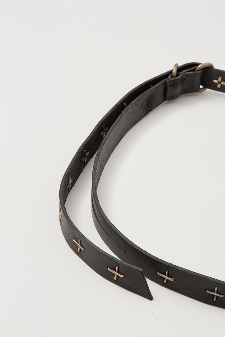 “+” Studded Double Oval Buckle Med - Black