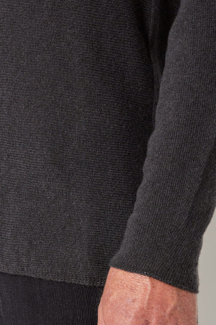 Turtle Neck Arched Shoulder Sweater - Grey