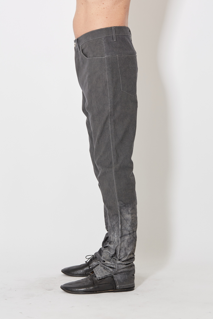 Back Split Fitted Denim Trousers - Grey