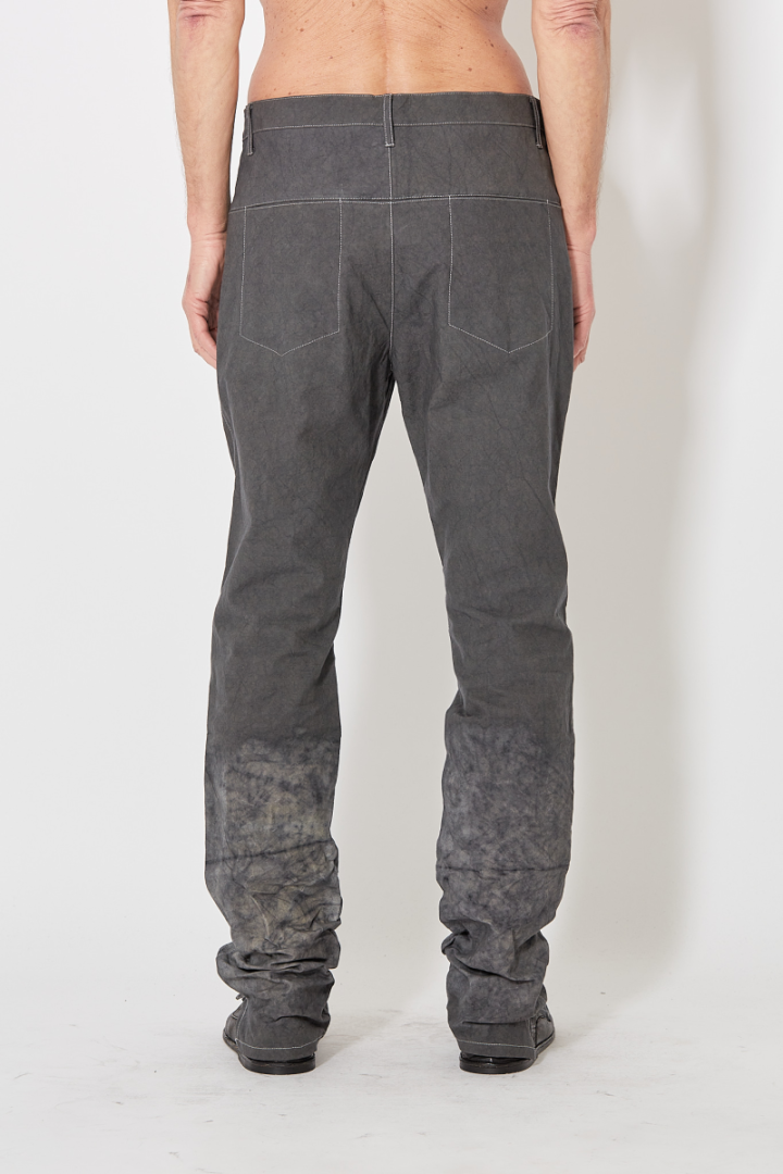 Back Split Fitted Denim Trousers - Grey