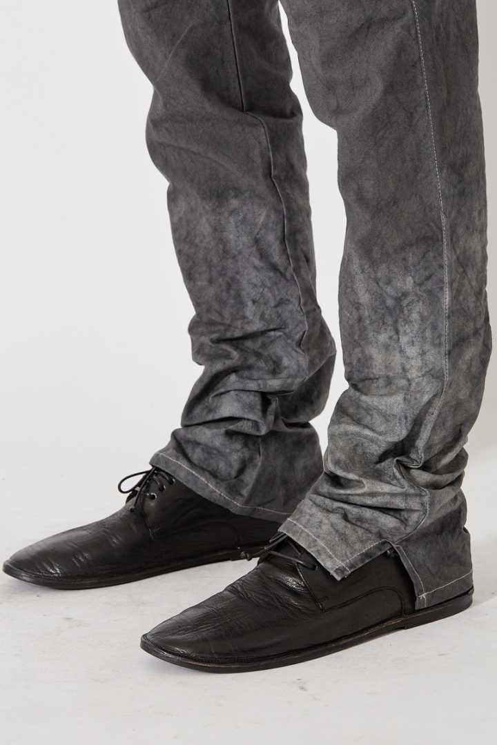 Back Split Fitted Denim Trousers - Grey