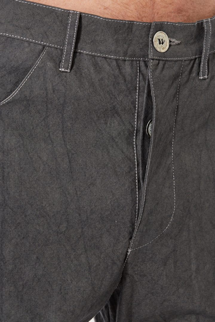 Back Split Fitted Denim Trousers - Grey