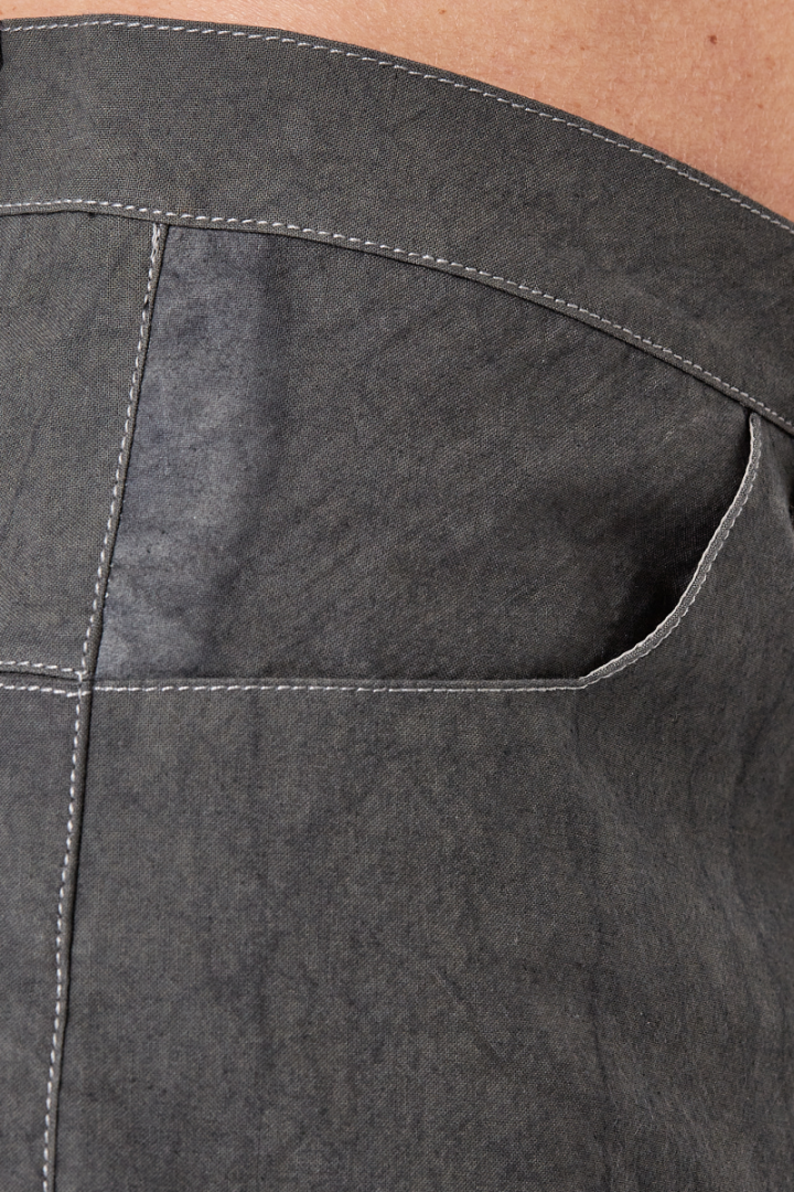 Back Split Fitted Denim Trousers - Grey