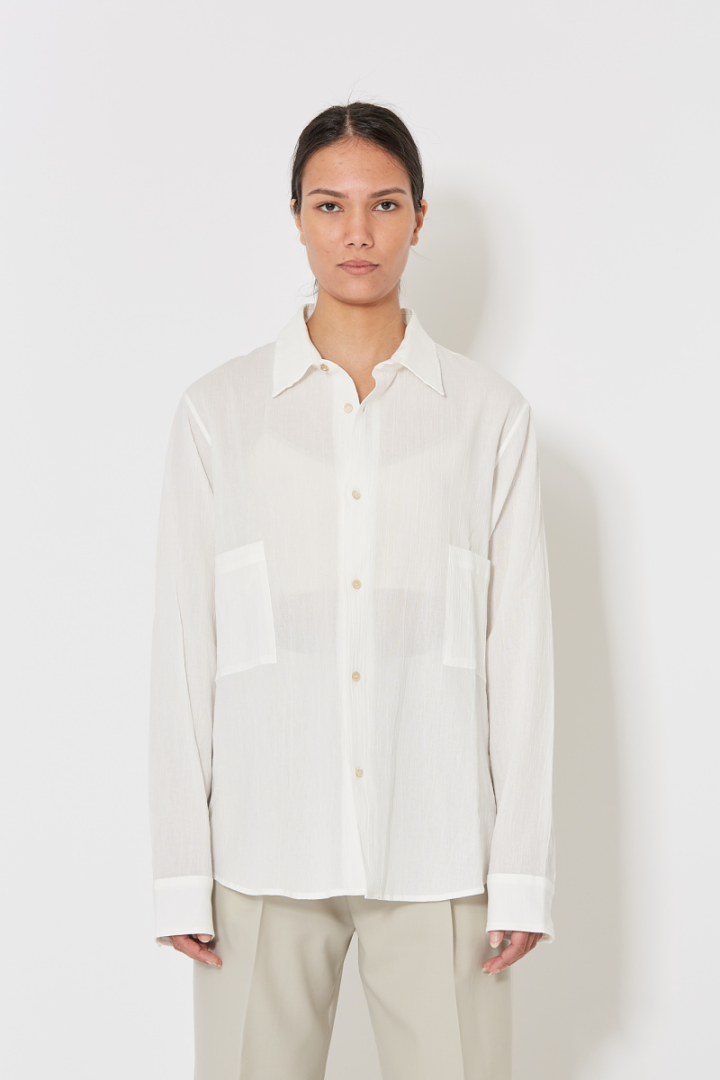 2 Front Pocket Oversize Shirt - Off White