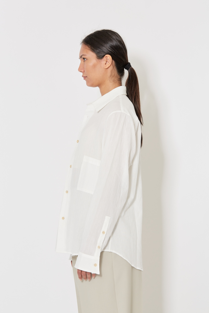 2 Front Pocket Oversize Shirt - Off White