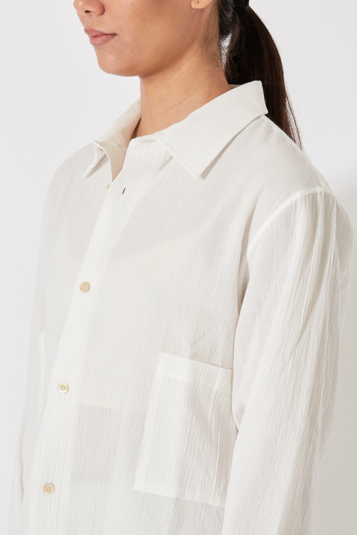 2 Front Pocket Oversize Shirt - Off White