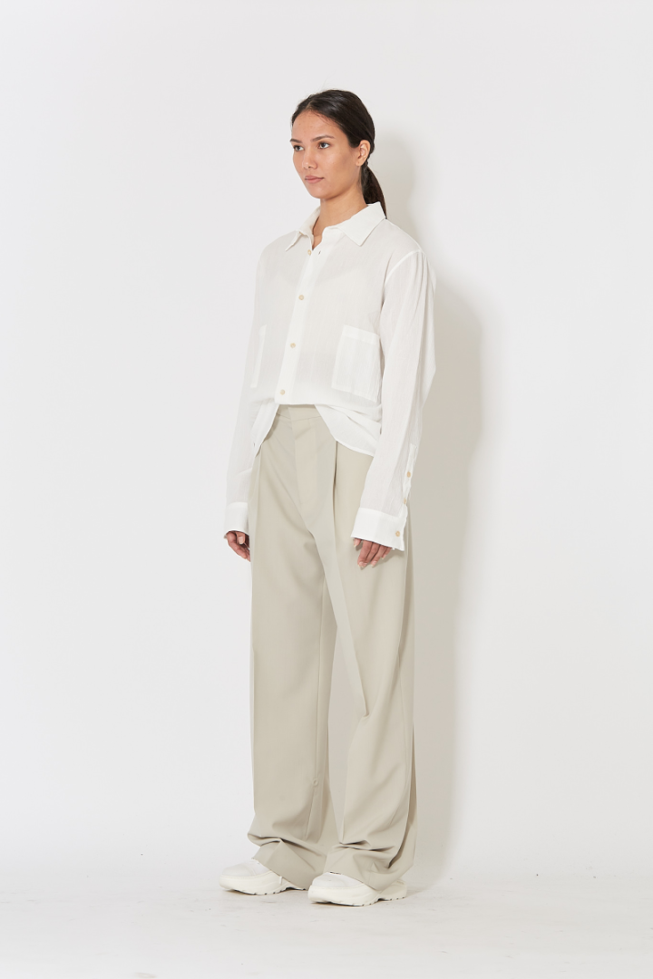 2 Front Pocket Oversize Shirt - Off White