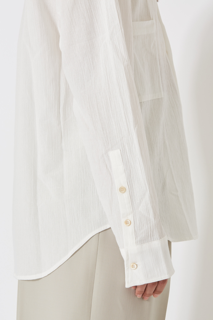 2 Front Pocket Oversize Shirt - Off White