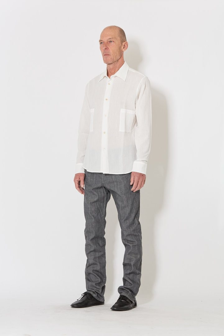 2 Front Pocket Oversize Shirt - Off White